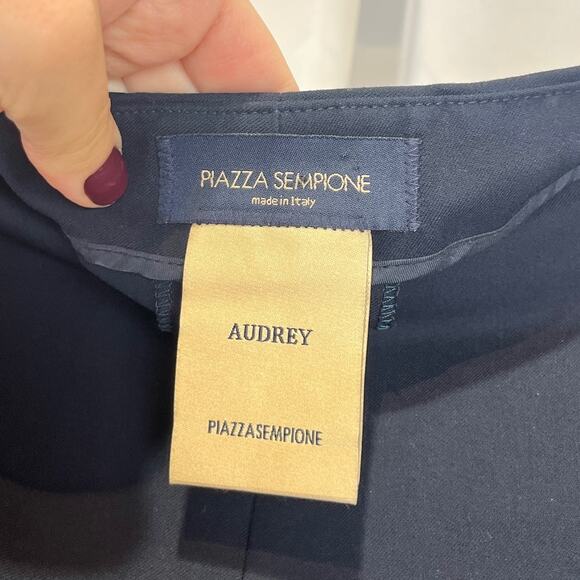 PIAZZA SEMPIONE Italy Audrey Flat Front Side Zip Ankle Pants Blue IT 48 US 12 - Picture 3 of 9